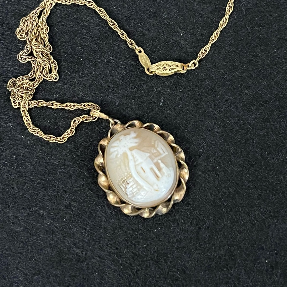 Rebecca at the Well Gold Filled Carved Shell Cameo